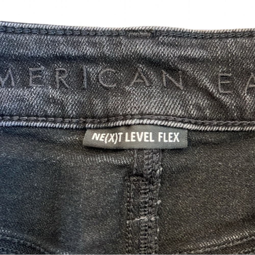 American Eagle Slim Straight Jeans Ne(x)t Level Flex Black Distressed 29x32 - Picture 5 of 11